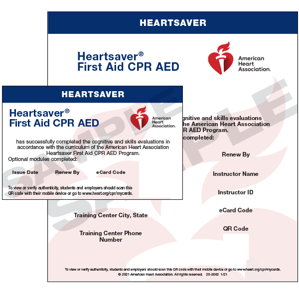 Heartsaver First aid/CPR/AED (Not for medical providers- See BLS)