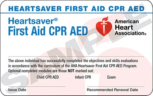 Heartsaver FIrst aid/CPR/AED Renewal